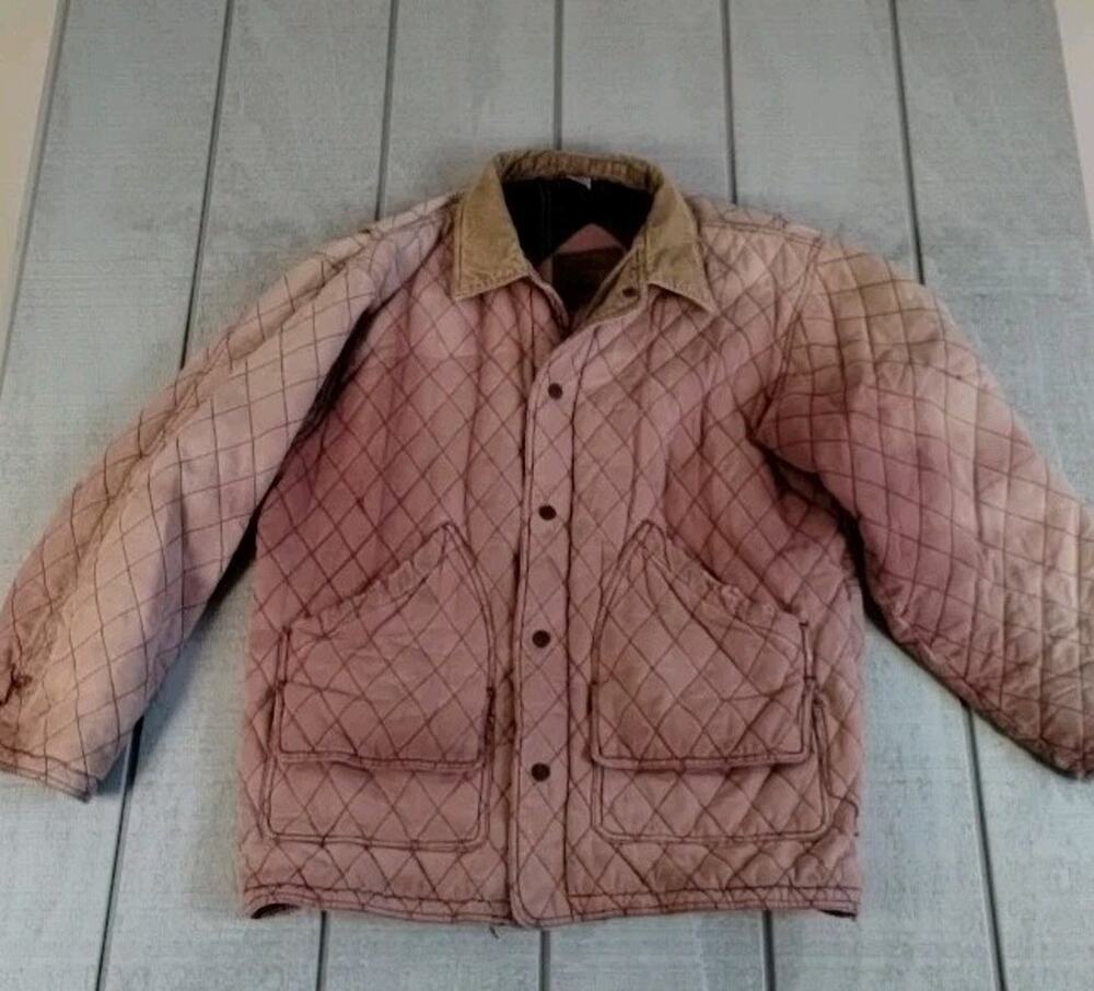 Urban Equipment Quilted Country Flannel Lined Jacket Coat Size Lrg - Pink Brn